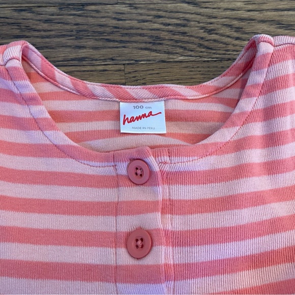 Hanna Andersson Pink Day Play Striped Long Sleeve Dress Sz 4T - Picture 3 of 4